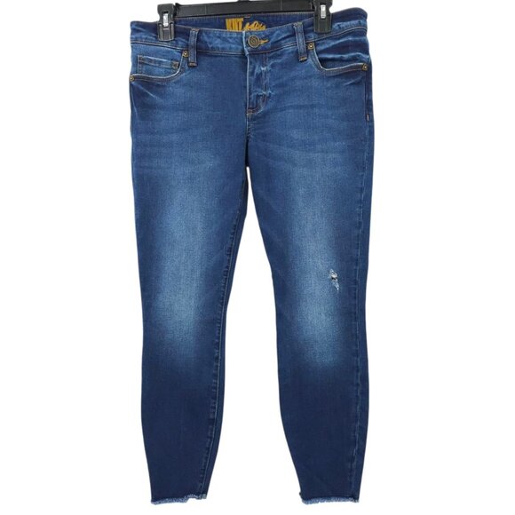 Kut From The Kloth Distressed Ankle Jeans Womens Size 6 Frayed Hem Skinny Denim - Picture 1 of 15